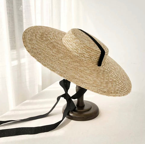 Raffia Wide Brim Sun Hat with Ribbon